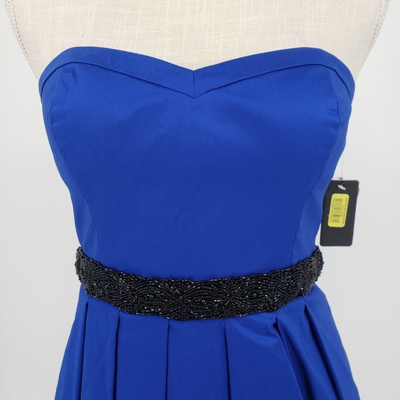 Guess Strapless Fit & Flare Dress 2 Embellished Beaded Lace Trim Sweetheart Blue - Picture 4 of 10